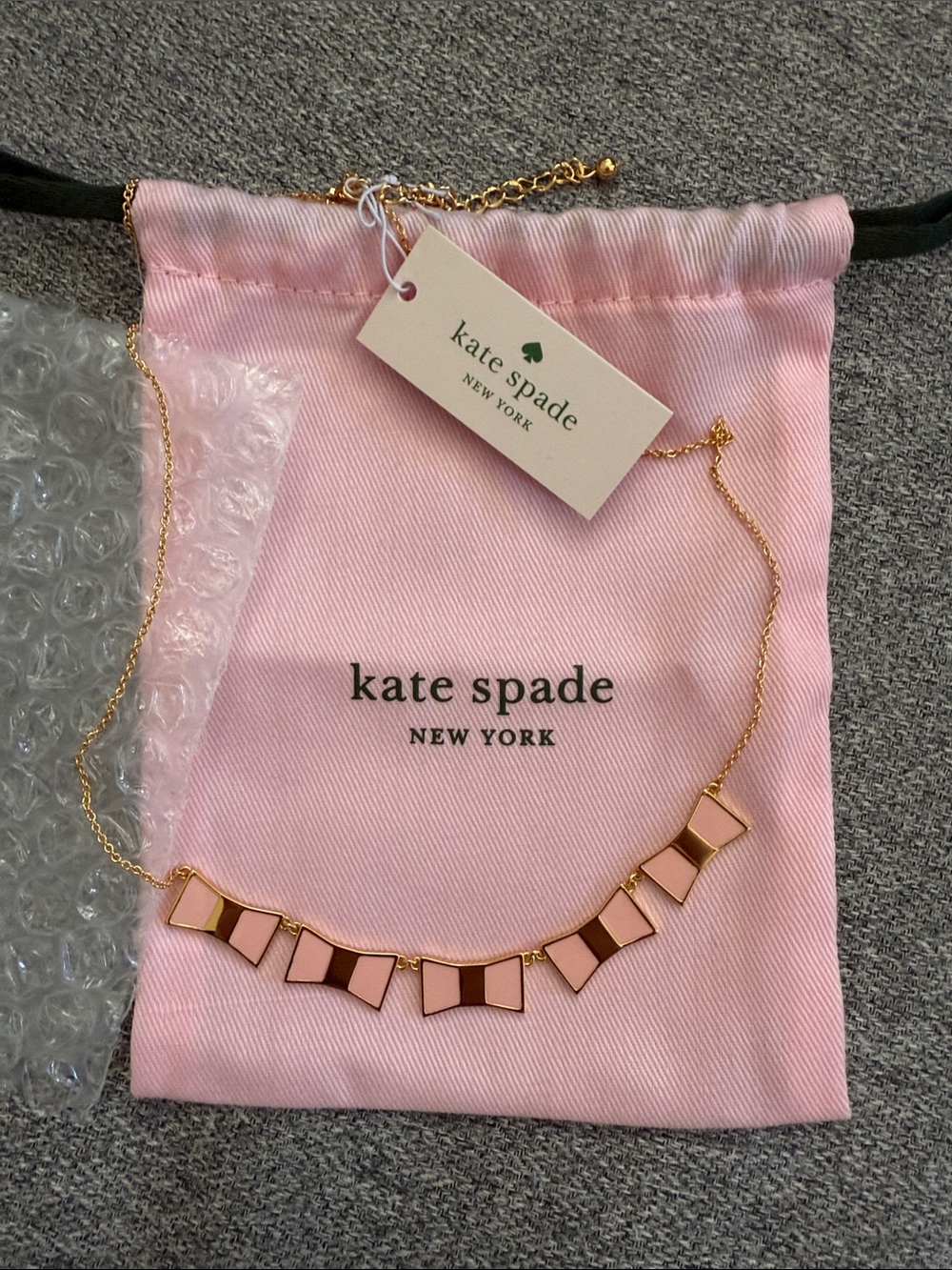 Kate Spade Pink Bow Shoppe Row Necklace